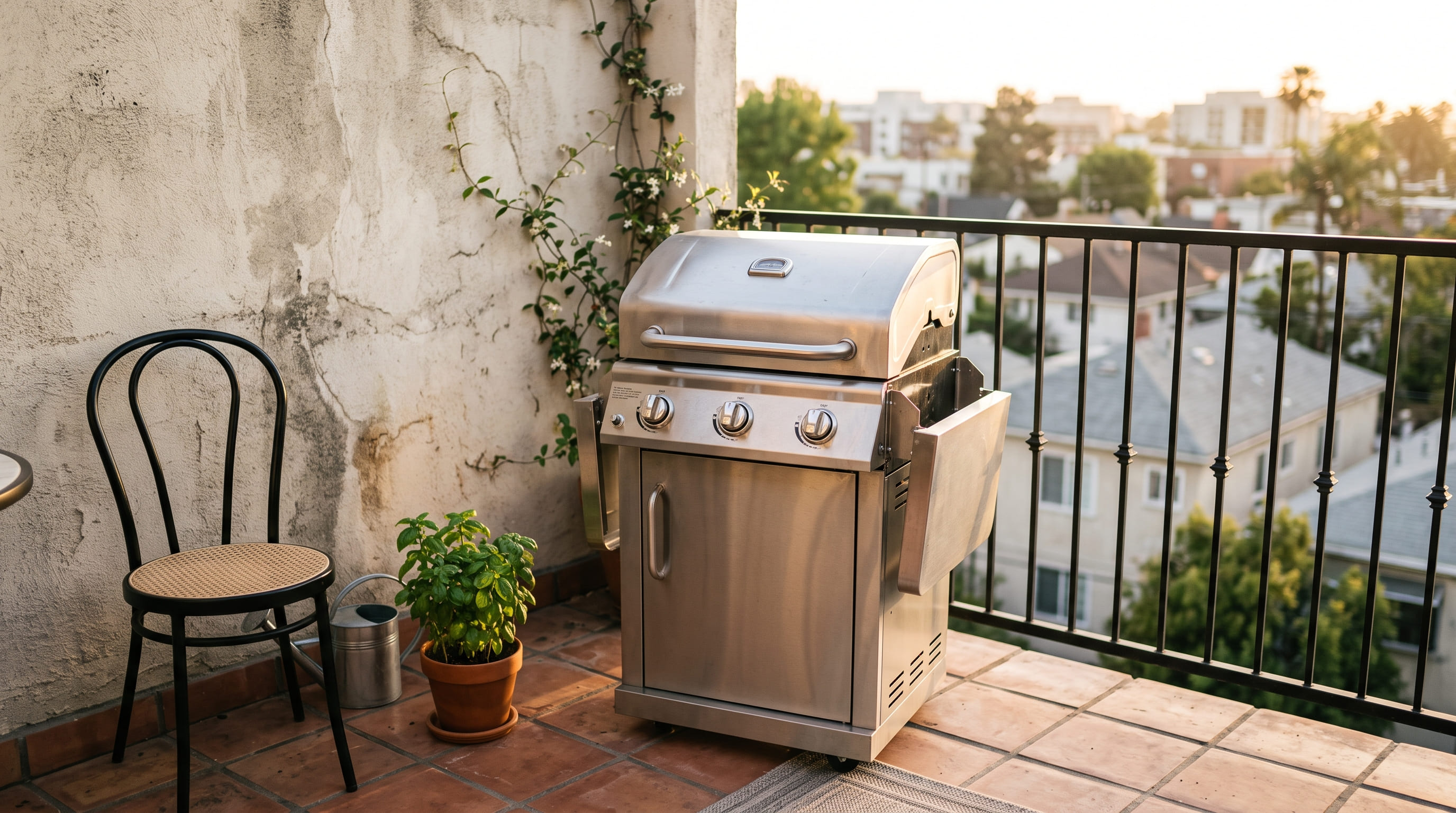 Compact Grill on Small Patio Compact Grill on Small Patio