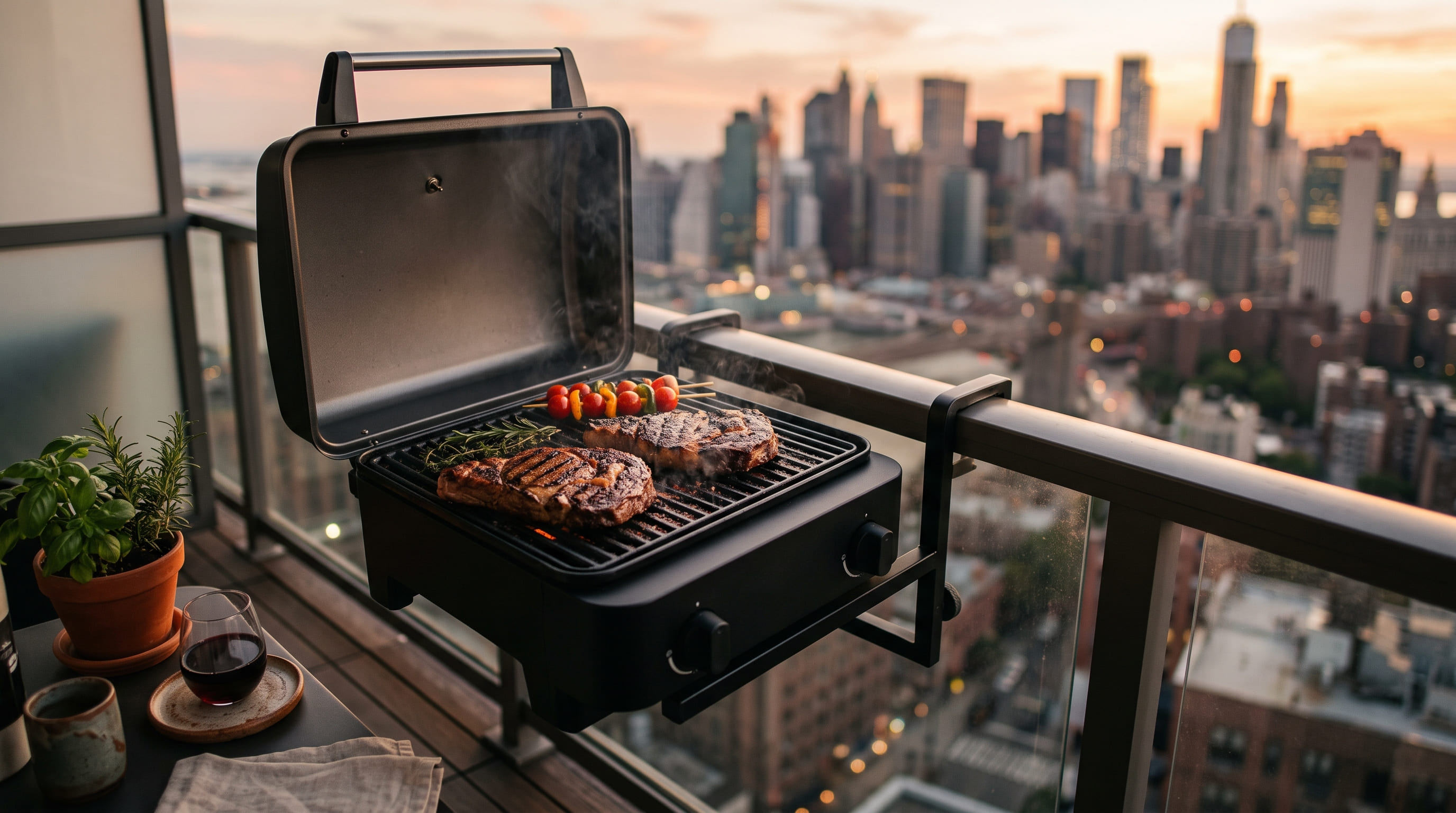 Electric Grill on Apartment Balcony