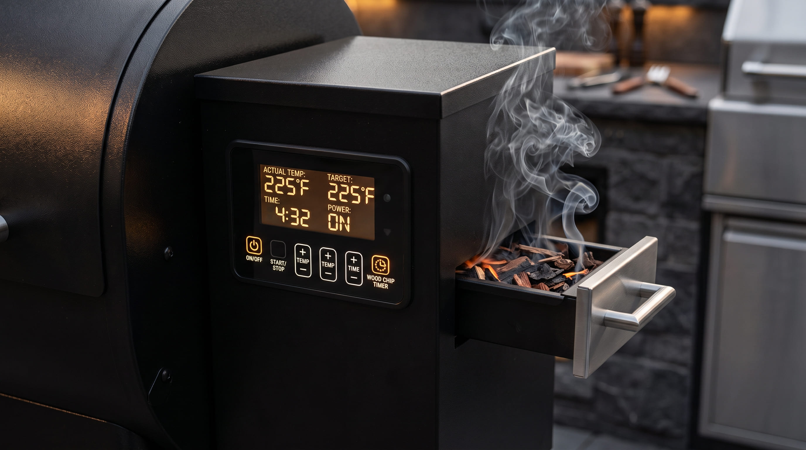 Electric Smoker Digital Controller Close-Up