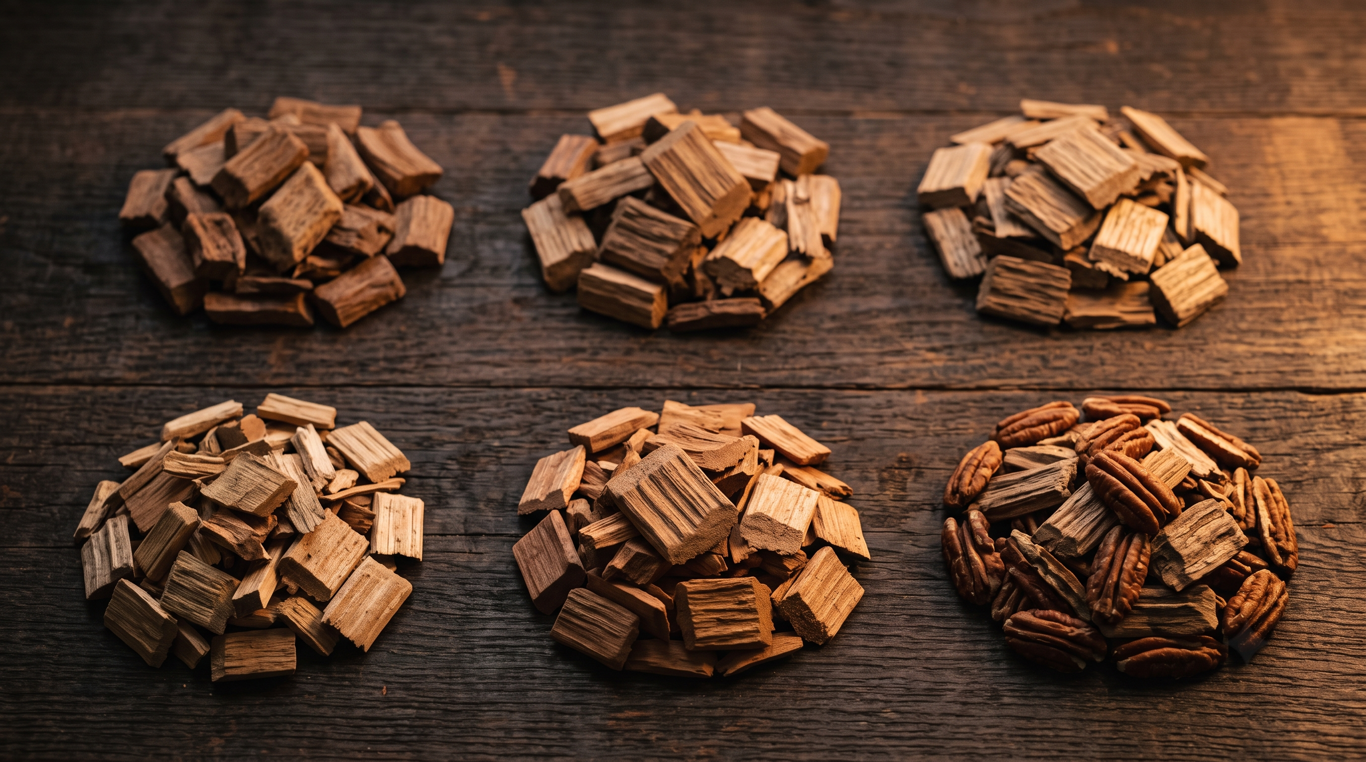 Smoking Wood Chip Varieties Flat Lay Smoking Wood Chip Varieties Flat Lay