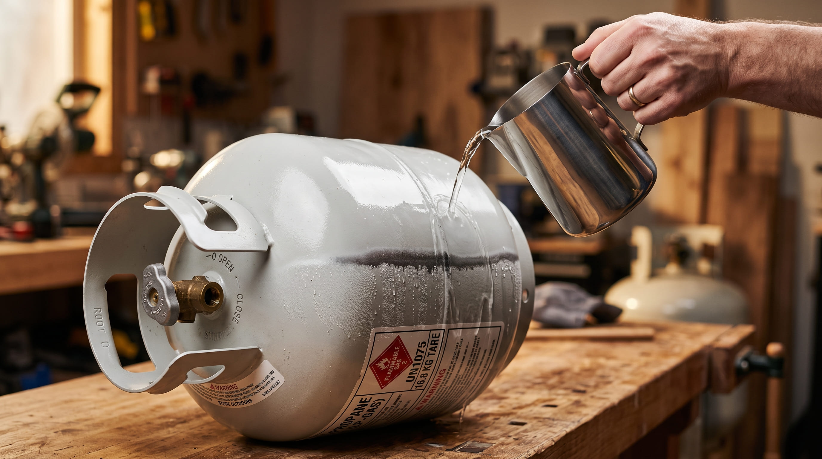 Checking Propane Level with Hot Water Method Checking Propane Level with Hot Water Method