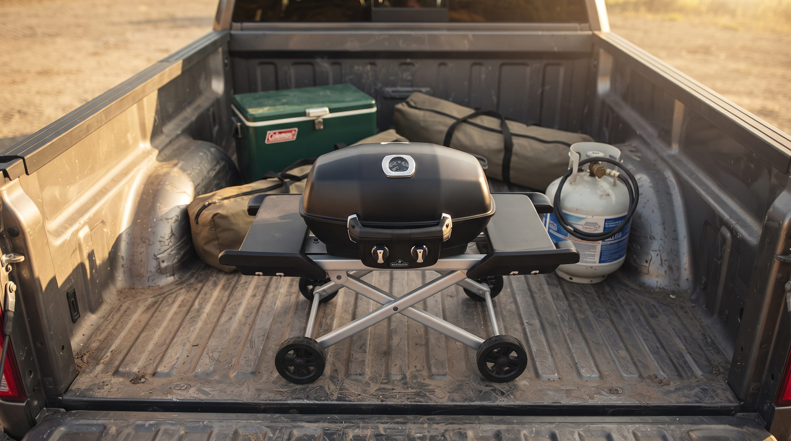 Portable Grill Packed in Truck Bed