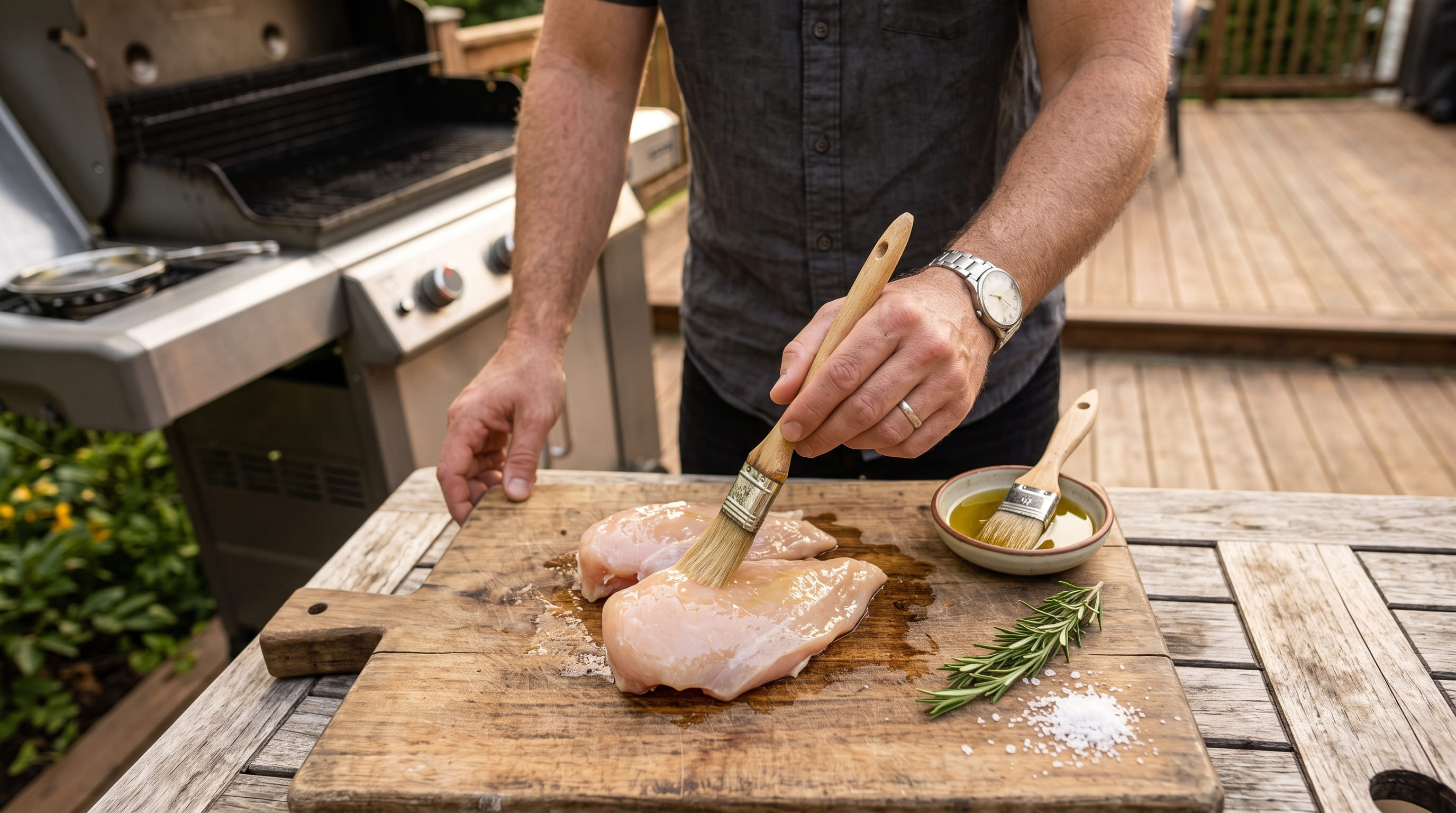 Oiling Chicken Before Grilling Oiling Chicken Before Grilling